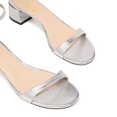 thumbnail image 3 of XYD Women Open Round Toe Buckled Sandals Thin Ankle Strap Low Chunky Heels Comfortable Dressy Shopping Shoes Size 15.5 Silver, 3 of 4