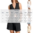 thumbnail image 6 of Uootdi Women's 2 Piece Matching Lounge Set Sleeveless V Neck Button Down Vest High Waist Pleated Linen Shorts Set with Pockets, 6 of 6