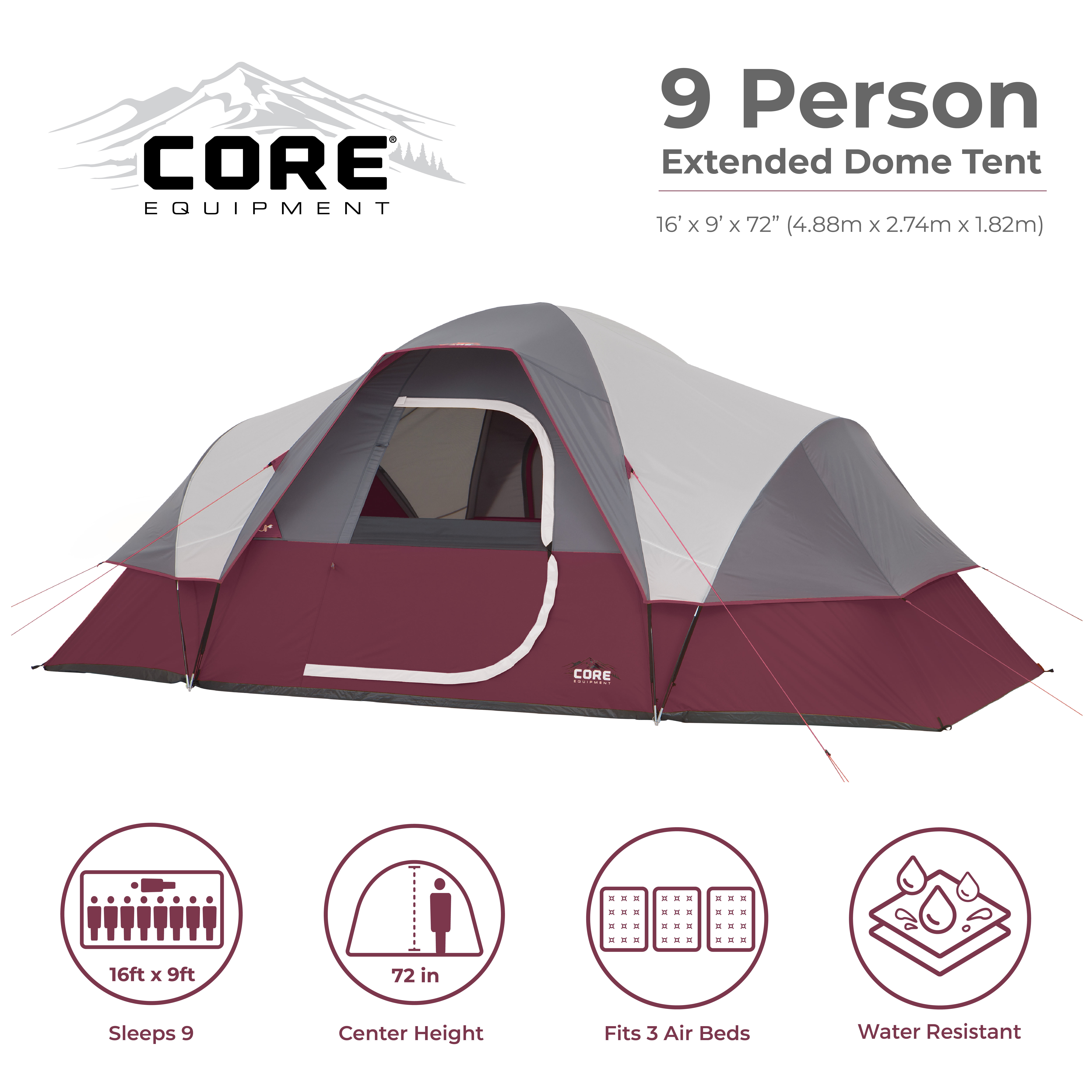 Black/GreyTGT-POWELL-3 Tahoe Gear Powell 3-Person 3-Season Dome Camping Tent 