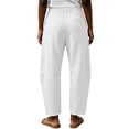 thumbnail image 5 of Summer Linen Pants for Women Wide Leg Palazzo Cotton Drawstring Casual Beach Vacation Boho Trousers with Pockets, 5 of 7