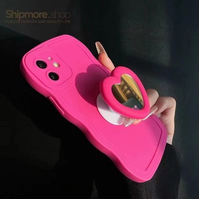 Fundas Compatibles Con Samsung Galaxy A42 A34 A33 A32 A23 4G 5G Funda De Teléfono Patrón De Onda De Espejo De Maquillaje Con Soporte De Corazón De Amor TPU Suave Trasera Móvil Gao Jiahui unisex