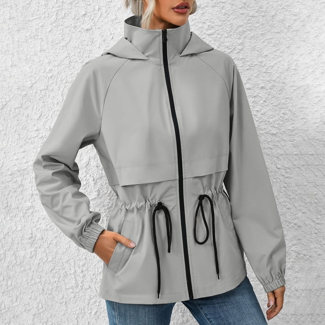 Chaquetas y abrigos casuales de manga larga con capucha para mujer, moda de invierno, informal, de color liso, de manga larga con capucha, ropa deportiva para exteriores, chaqueta cortavientos, abrigo