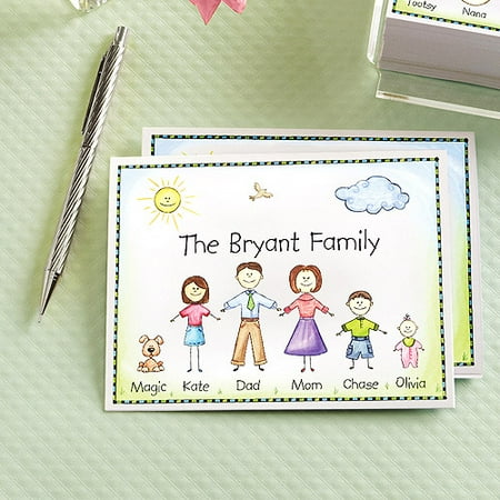 Personalized Friendly Family Characters Note Cards and Envelopes