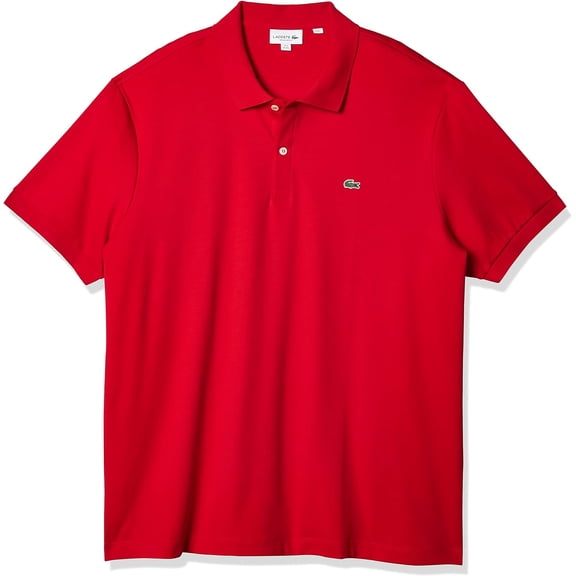 Lacoste Short Sleeve Jersey Interlock Regular Fit Mens Polos Size L, Color: Red