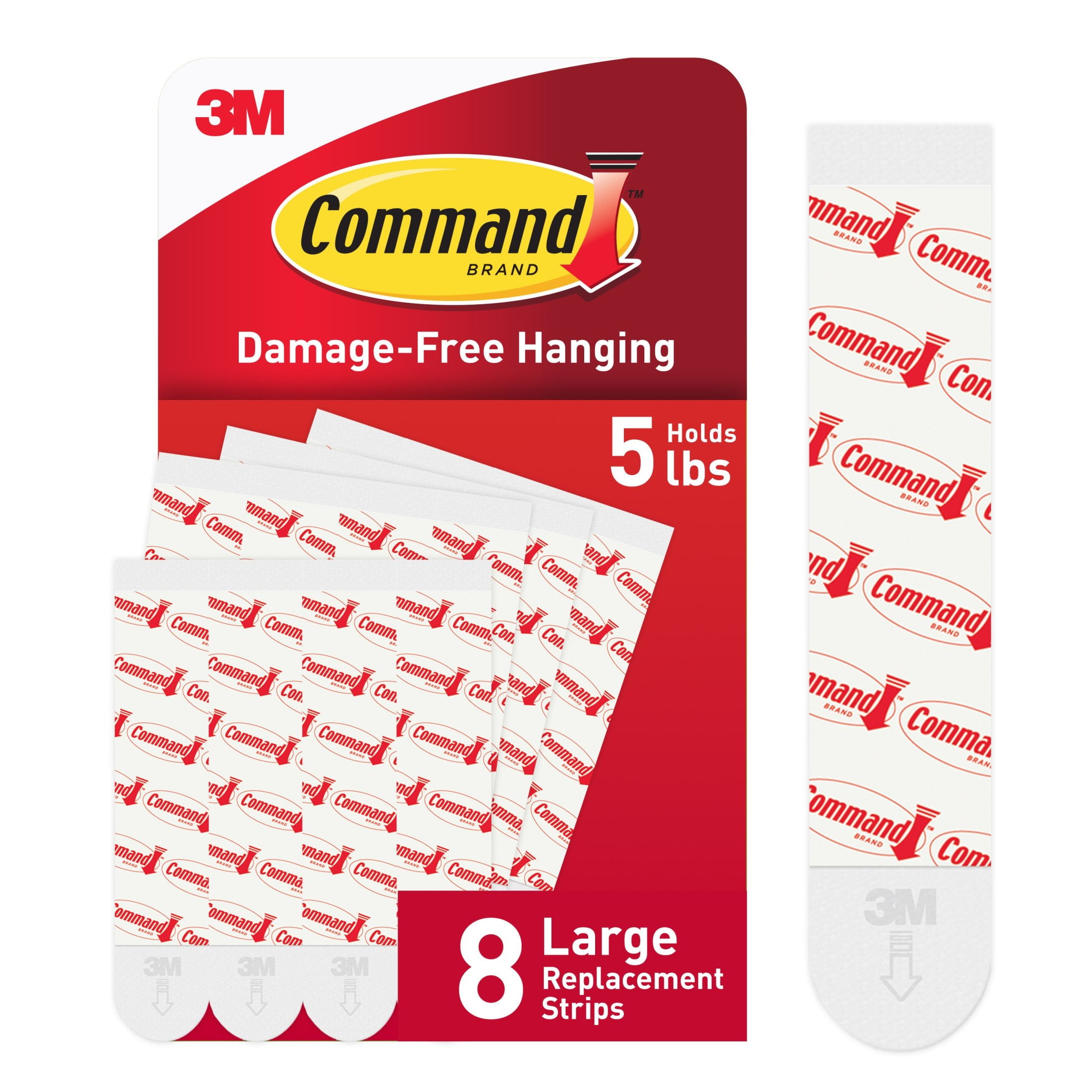 (2 pack) Command Large Replacement Strips for Hooks, Foam, Plastic, 8 Adhesive Strips, 17023-8ESF