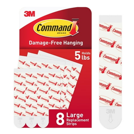Command Large Replacement Strips, Foam, Plastic, 8 Strips, 17023-8ESF