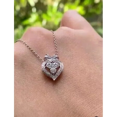 Jewelry Hub 2Ct Round Cut Simulated Diamond Women's Pendant, 14K White Gold Plated Sterling Silver, 18 in Chain