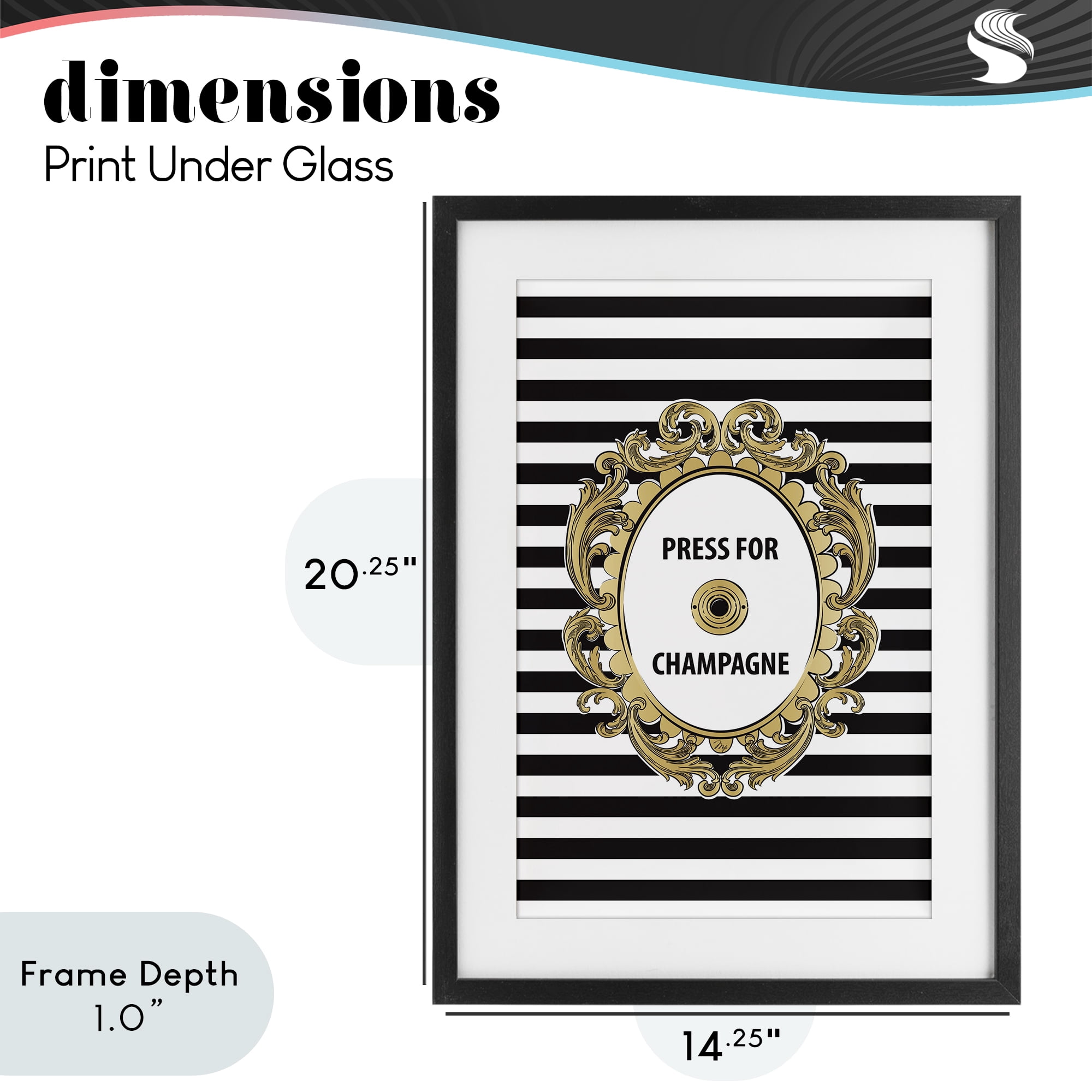 Stupell Industries Press For Champagne Celebration Black Framed Print Under Glass, design by Martina Pavlova