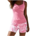 thumbnail image 4 of Qwertyu Two-Piece Body-Covering Printed Boxer Swimsuit, Tankini with Shorts and Tummy Control, Two Piece Swimsuit for Women Pink M, 4 of 8
