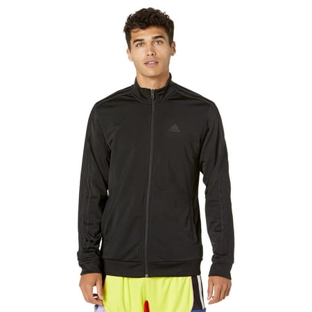 adidas Essentials 3-Stripes Tricot Track Jacket (Mens, Black/Black, LG Tall, One Size)