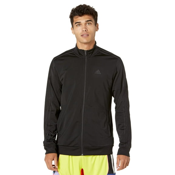 adidas Essentials 3-Stripes Tricot Track Jacket (Mens, Black/Black, LG Tall, One Size)