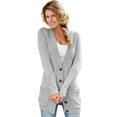 thumbnail image 1 of Cardigan pour Femmes Noir/gris/vert/rouge/violet avec Poche avant et Boutons, 1 of 6
