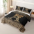 thumbnail image 3 of Homewish Chic Cheetah Print Twin Quilt Set, Personalized Initial A Twin Coverlet Set, Black Brown, 3 of 7