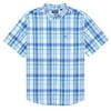 CHAPS Men's Short-Sleeve Button Down Easy Care Plaid Shirt in Blue, XL