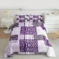 thumbnail image 3 of Feelyou Leopard Zebra Print Bedding Comforter Set for Adult, Dreamy Purple Twin Comforter Sets, Modern Abstract Stripes Reversible Bedding Set, Super Cozy Room Decor, 2 Pieces, 3 of 9