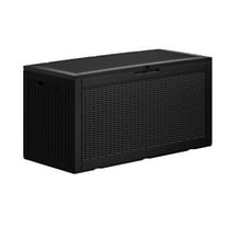 Decksplore 100 Gallon Waterproof Large Resin Deck Box Indoor Outdoor Lockable Storage Container for Patio Furniture Cushions Garden Tools Black