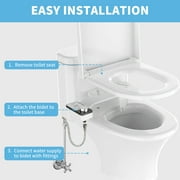 PHANCIR Bidet Attachment, Non-Electric Adjustable Water Pressure, Front and Rear Washing Double Nozzle Bidet
