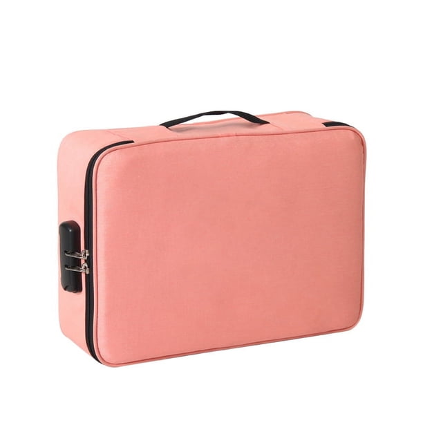 Bolsa de almacenamiento de certificados plegable de tela impermeable a prueba de humedad con cerradura para documentos de viaje, bolsa de múltiples capas de gran capacidad