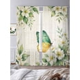thumbnail image 2 of Spring Floral Sheer Curtains 108 Inch Length 2 Panels Set, Watercolor Botanical Flowers Butterfly Beige Voile Window Treatment Semi Sheer Long Curtains for Bedroom/Living Room/Kitchen 52"x108"x2, 2 of 7