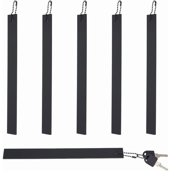 6 Set Commercial Grade Large Keychain Slim Long Keychain Black Heavy Duty Giant Metal Key Chain Not Lose Key Giant Metal Key holder Key Holder forBusiness Restroom