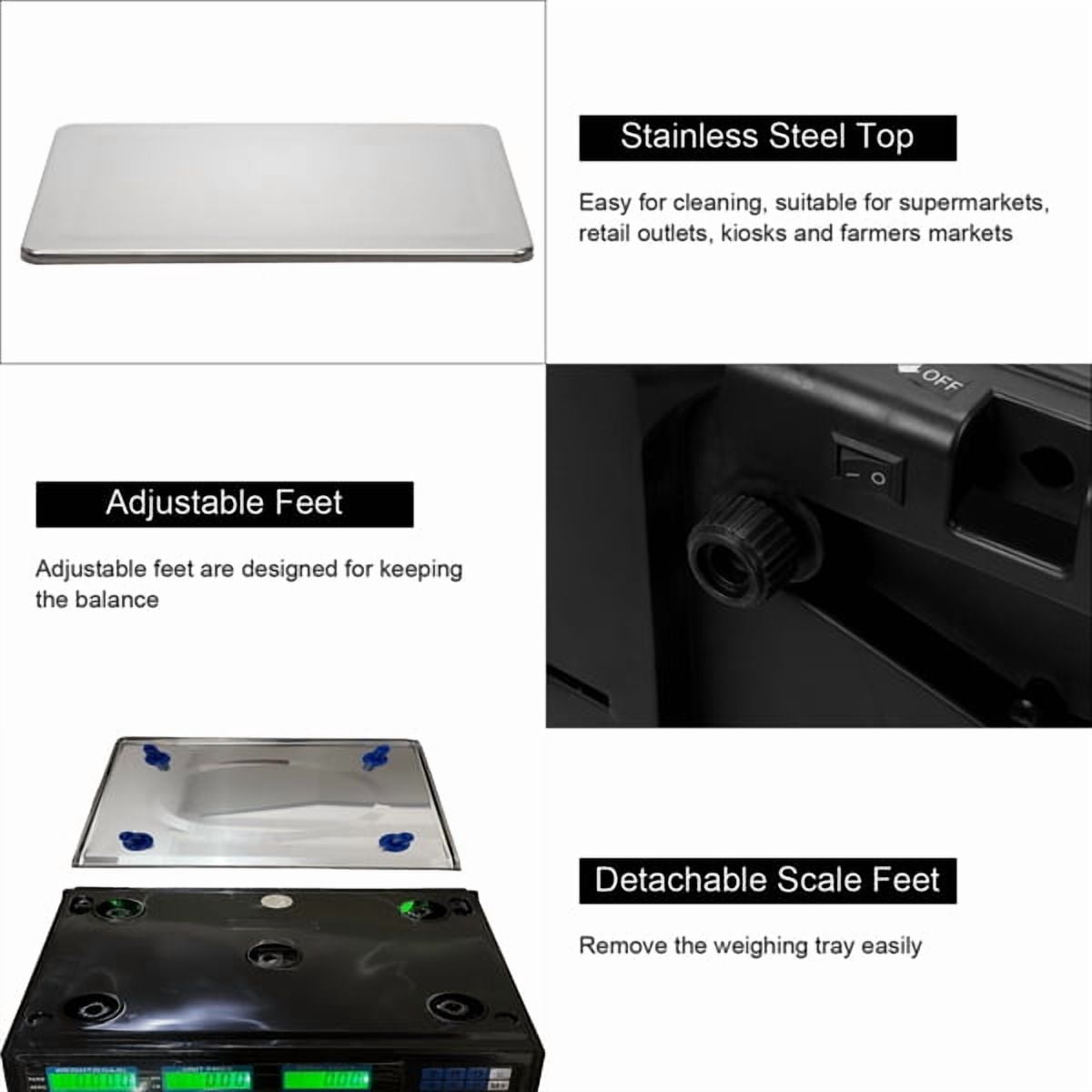 Computing Scale, 40kg/5g Digital Retail Scale / Backlit LCD, PLU Memory & Accounting