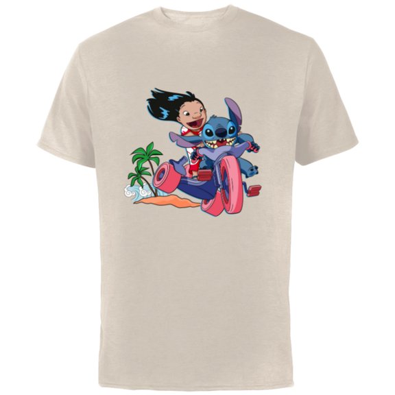 Disney Lilo & Stitch Wild Ride - Short Sleeve Cotton T-Shirt for Adults - Customized-Natural