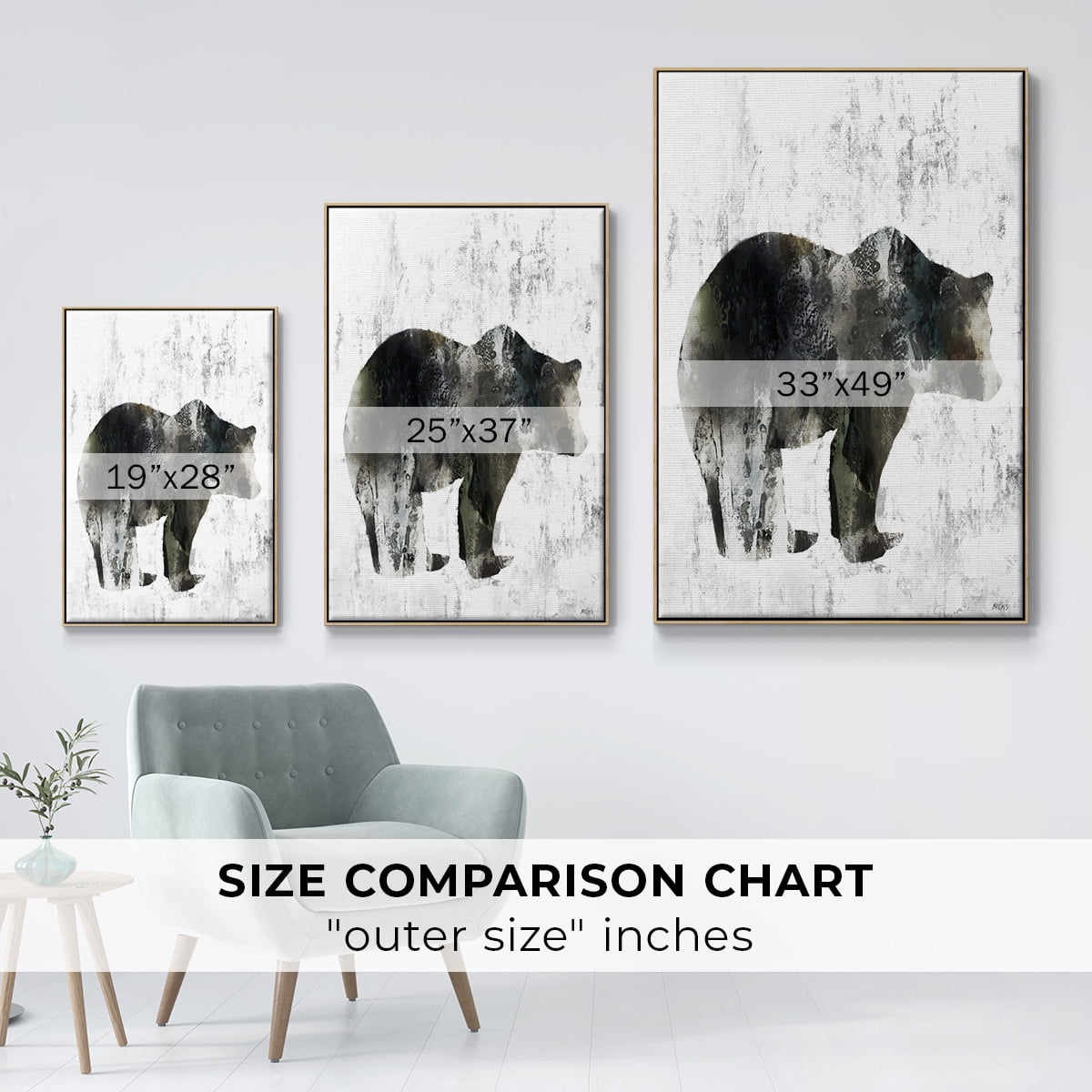 Bear Totem Framed Premium Gallery Wrapped Canvas - Ready to Hang - 27 x 41 - Natural Wood Floating Frame