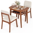 thumbnail image 3 of Gymax 3-Piece Dining Table Set for 2 Solid Wood Kitchen Table w/Storage Rack & Chairs Beige & Cherry, 3 of 12