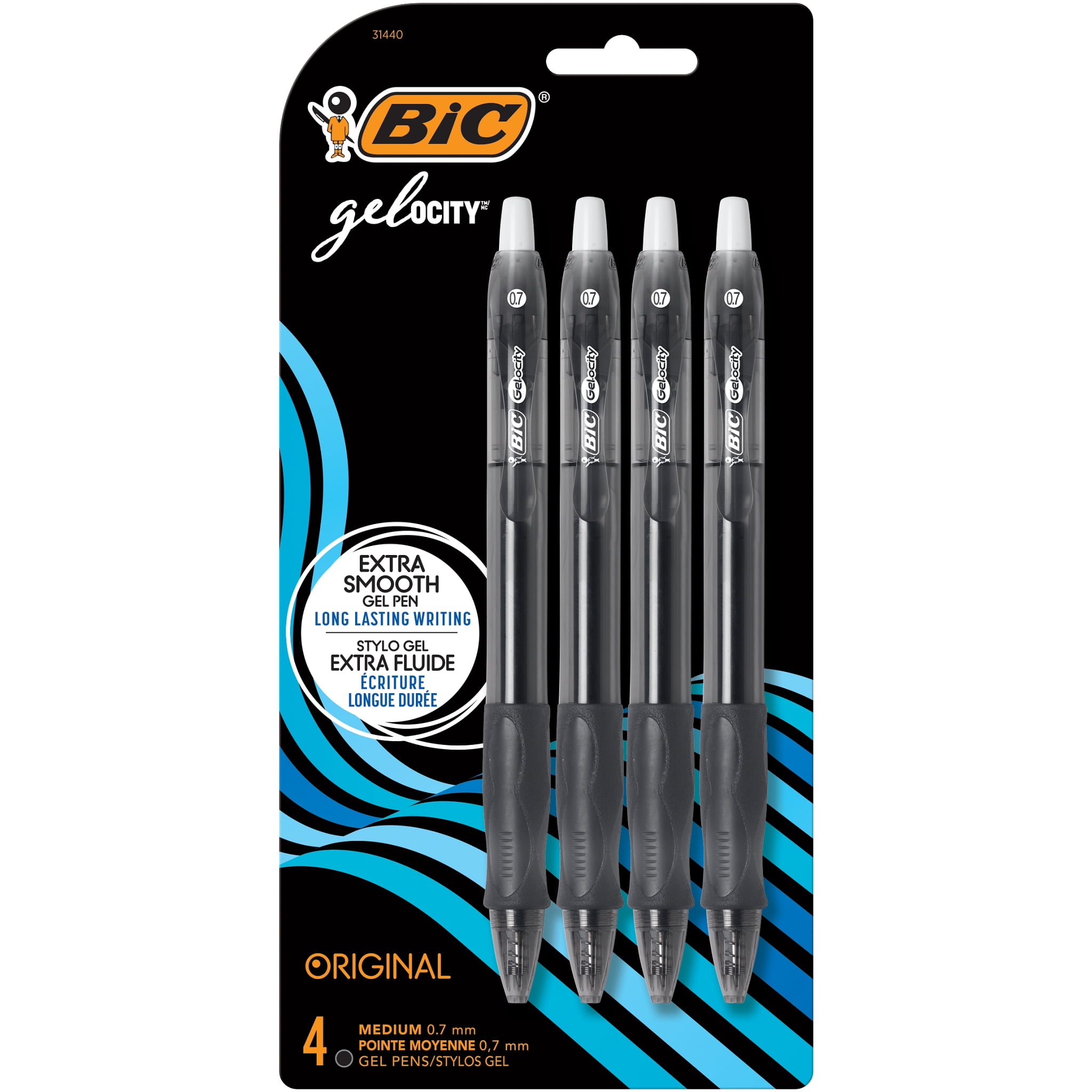BIC Gelocity Gel Pens Medium, Black, 4 Count Pack - Walmart.com