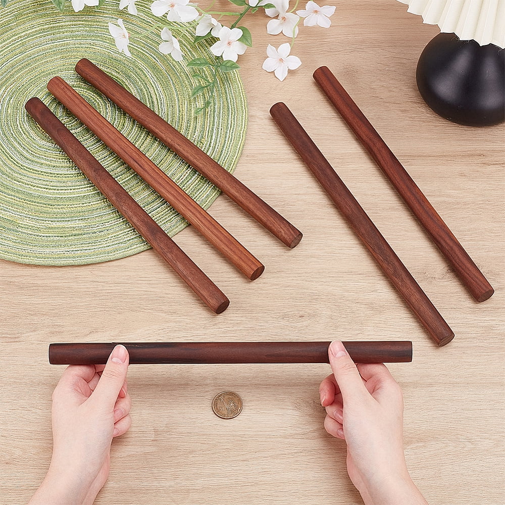 Waxed Round Wooden Sticks Dowel Rods for Toy Building Model Material Macrame Craft Supplies Coconut Brown 300x18mm 6pcs