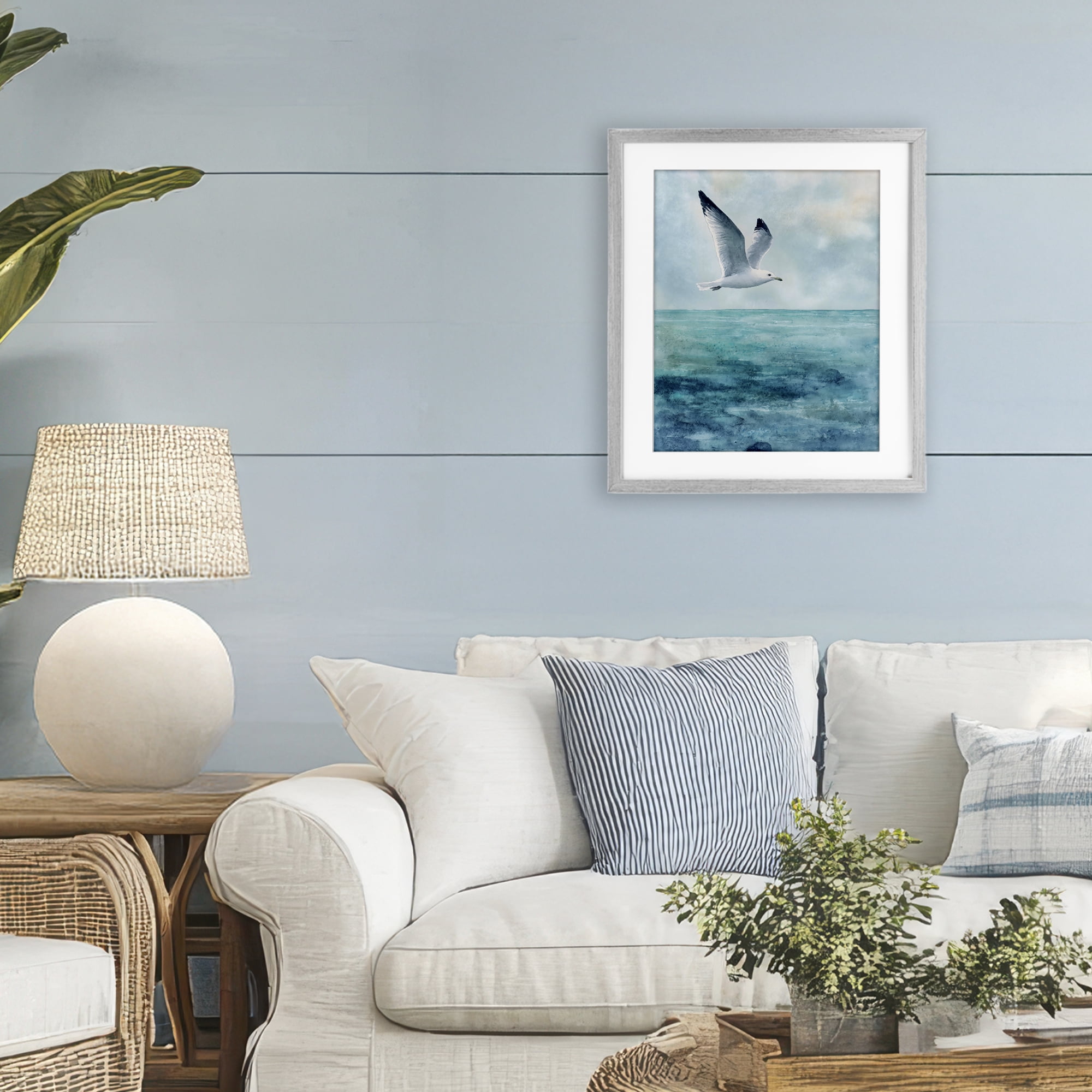 Stupell Industries Seagull With Black Tips Gray Framed Print Under Glass, design by Franklyn Gregory