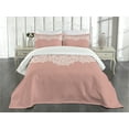 thumbnail image 3 of Ambesonne Peach Quilted Bedspread Set 3 Pcs, Floral Wedding Theme, King Size, Coral White, 3 of 5