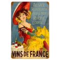 thumbnail image 1 of Letrero de aluminio de metal vintage con texto en inglés "Vinos de Francia, belleza, chica", letreros para exteriores y decoración de pared para bares, restaurantes y cocinas. Tamaño: 16 x 12 pulgadas, 1 of 4