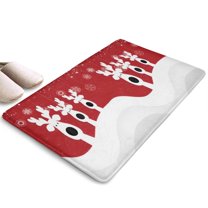 Red Christmas Reindeer Pattern Flannel Non Slip Door Rugs,Washable Door Mats Indoor,Decorative Door Mats,Dirt-Resistant and Absorbent Doormat for Entrance,Bedroom,Kitchen,Bathroom,23.5x16in(60x40cm)