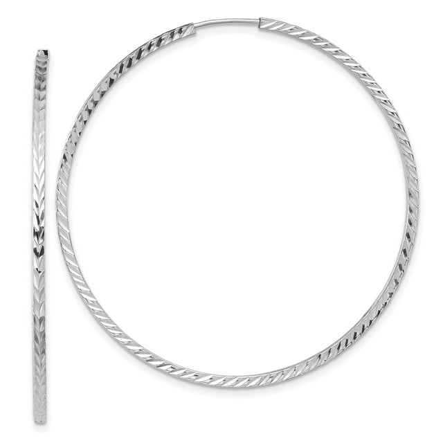 Boucles d'Oreilles Créoles Rondes en Or Blanc 14k