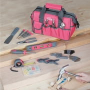 Hyper Tough 89-Piece Household Tool Set 12-Pocket Tool Bag, Pink