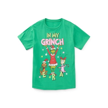 The Grinch In My Grinch Era Girls Graphic Tee with Short Sleeves, Sizes 4-16