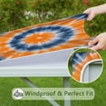 thumbnail image 6 of Orange Blue White Tie Dye Mandala Pattern Square Fitted Tablecloth with Elastic Edge,Square Table Cover,Washable Elastic Table Cover for Home Kitchen Party Decor 34"x34", 6 of 6