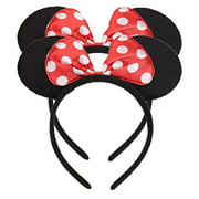 NiuZaiz Set of 2 Mouse Ears Headband for Parties and Trips (Red)