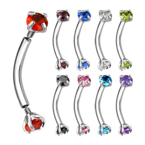 EG Gifts Eyebrow Ring 16g Curved Barbell Internally
