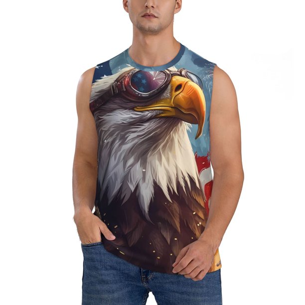 Balery Bald Eagle Pilot Camisetas sin mangas para hombre, absorbe la humedad y protege contra el mal olor.-Medium