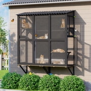Haverchair Cat Catio, Cat Window Perch for Large Indoor Cats, Window Box Enclosure with 4 Jump Platforms, Wooden Window Hammock for Multi Kittens, All-Weather Use Outdoor Small Pet Perch House