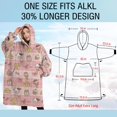 thumbnail image 4 of Oversized Wearable Blanket Hoodie,Pink Cow Dessert Bow Pattern Sherpa Blanket Hoodie with Super Pockets,Super Warm Fuzzy Pullover for Women & Men, 4 of 6
