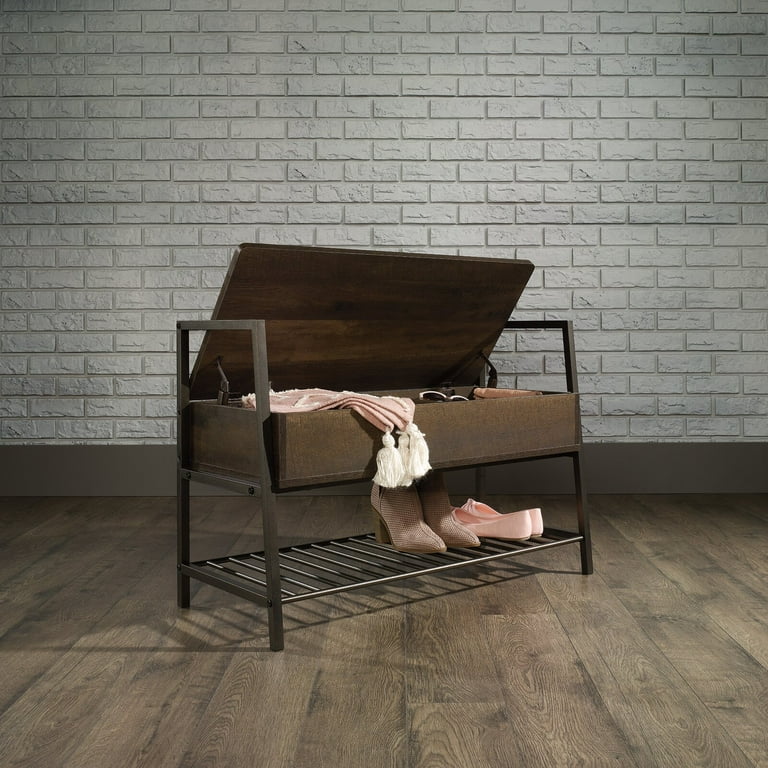Ermont Flip Top Storage Bench Flip up seat panel reveals hidden storage with divider 38 lb