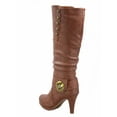 thumbnail image 2 of Win-45 Women's Fashion Knee High Round Toe Slouched High Heel Platform Boots ( Tan, 6 ), 2 of 2