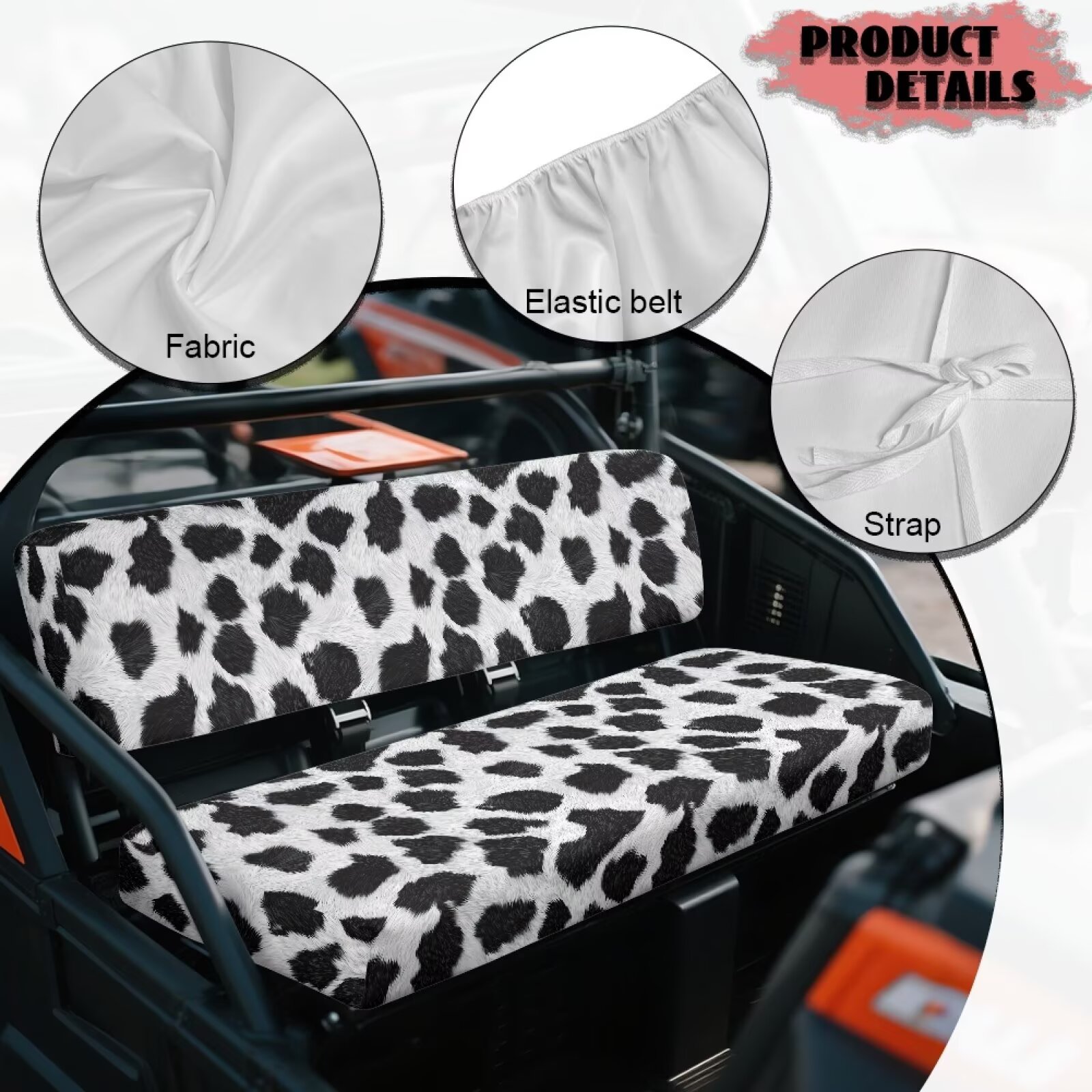 Uorisanigo Anti-Slip UTV Seat Cover for Mule Seats Accessories Parts Black and White Cow Print UTV Front Bench Seat Cover Universal Fit for Kawasaki Mule 3010 4x4 Hardwoods Green HD 2004-2008