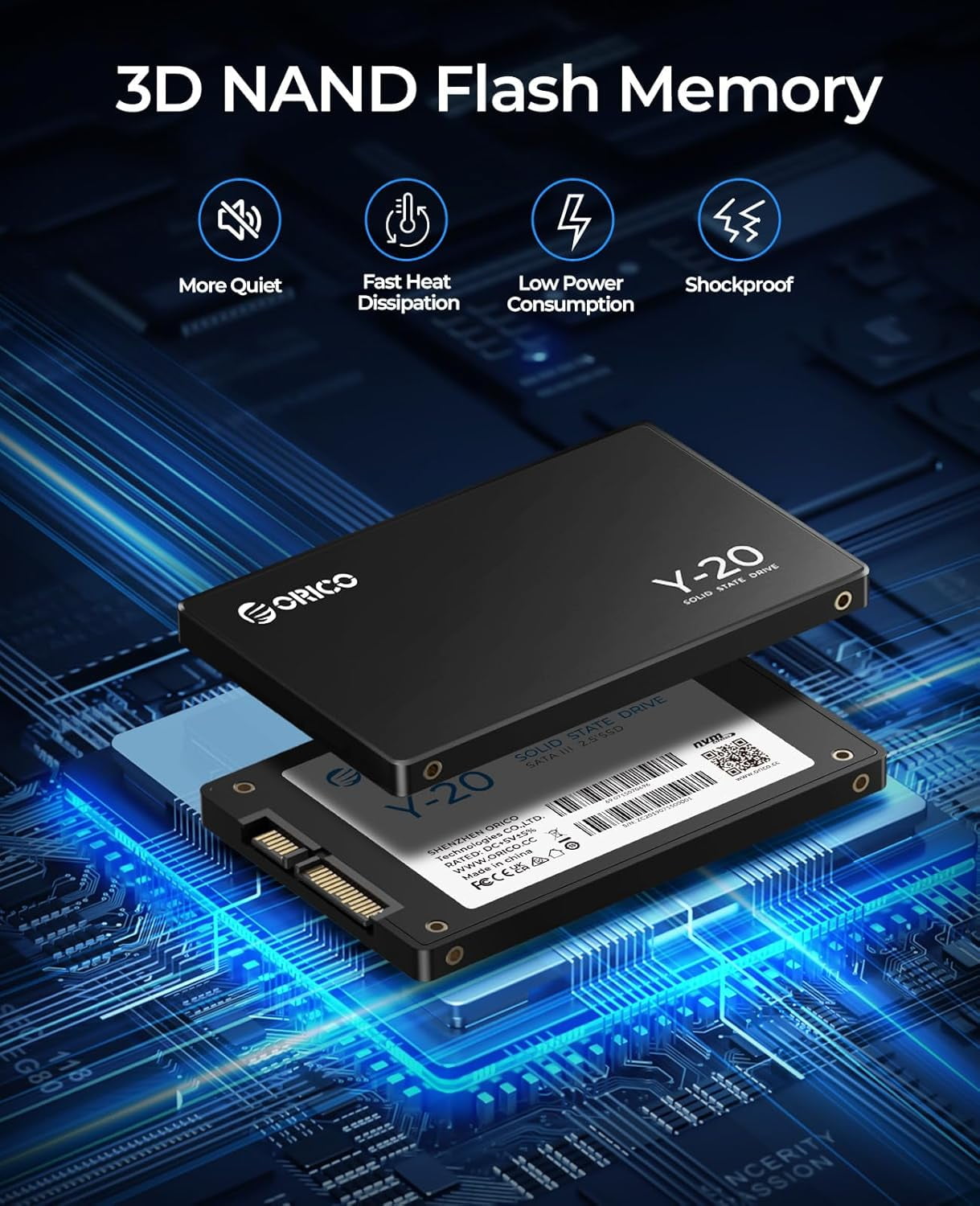 ORICO 512GB 2.5 Inch SSD Solid State Drive SATA III 6Gbps-Read Speed up to 500MB/s Internal 2.5" SSD for Desktop Laptop-Y20