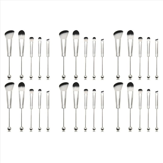 6X Brochas de Maquillaje con Cuentas, Cuentas de Silicona, Brochas CosméTicas de Maquillaje DIY, Kit de Brochas con Cuentas para Bricolaje