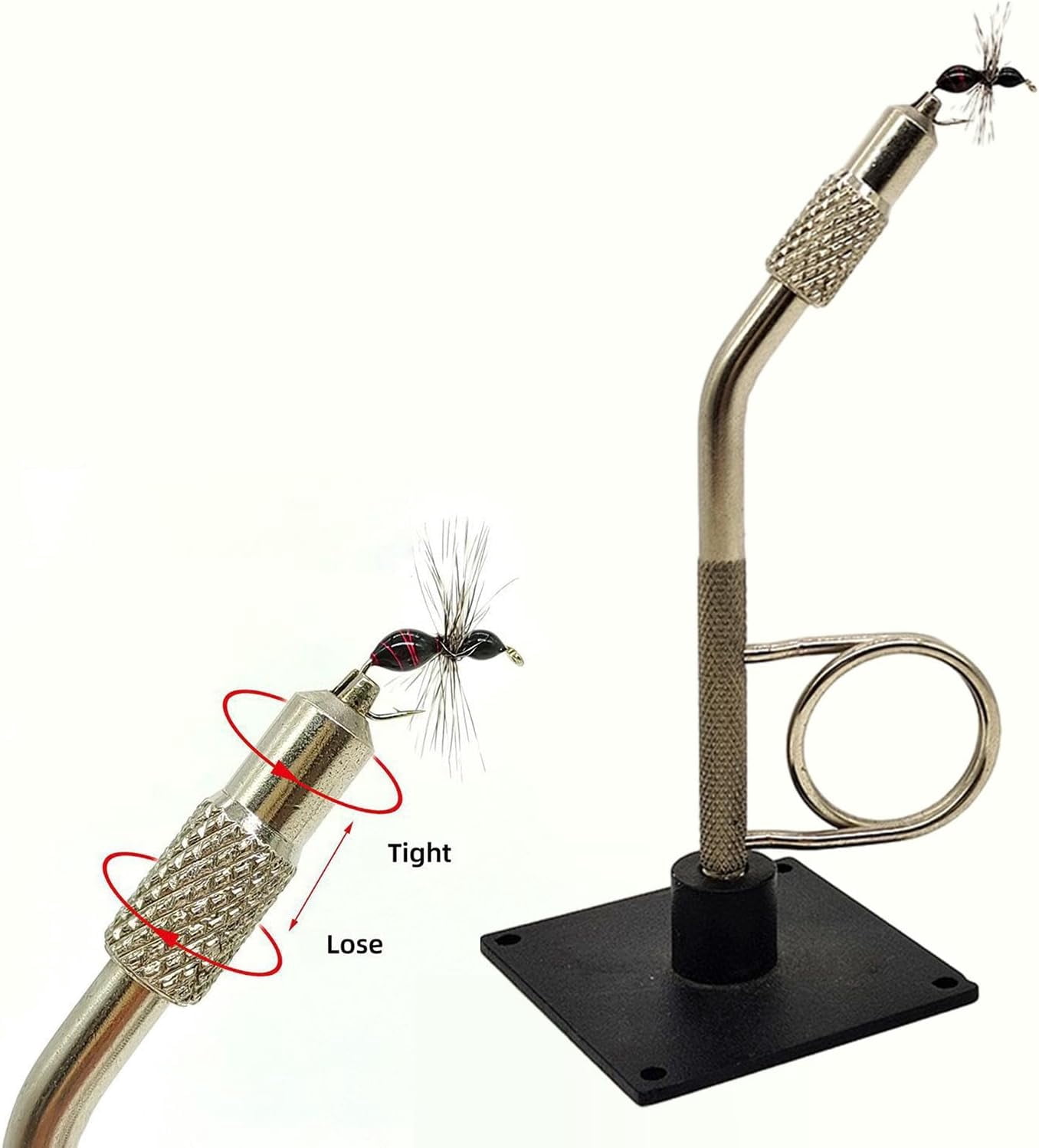 Fly Fishing Vise Kit with Pedestal Base, Adjustable Carbon Steel Fly Tying Tool Clamp Vise for Teasers and Jigs, Easy to Use Fly Tying Supplies for Fishing Beginners & Pros