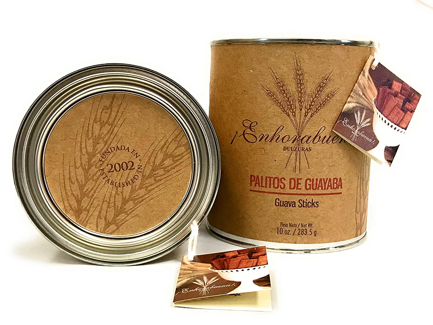 ENHORABUENA - Artisanal Guava Stick Cookies - Made with Real Guava by Enhorabuena Dulzura in Puerto Rico - 10 oz Tin Can
